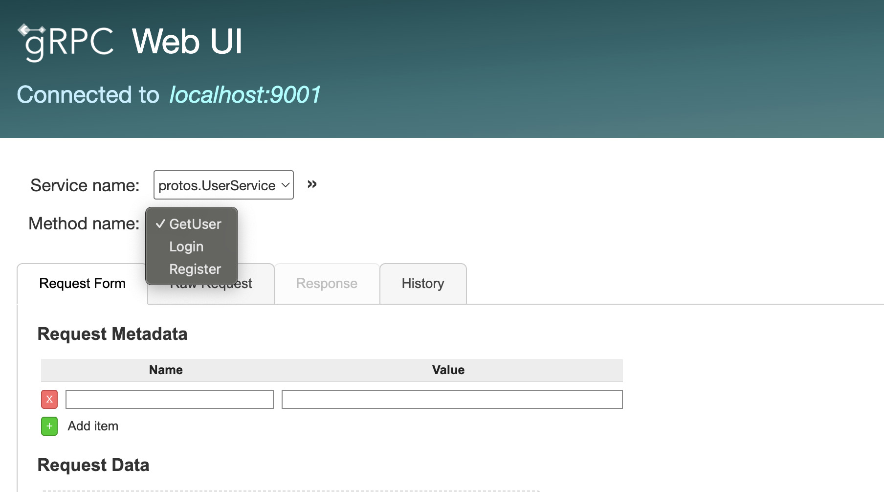grpcui service methods